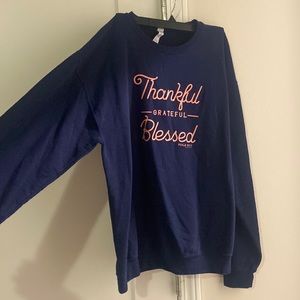 Thankful, Grateful & Blessed Navy & Pink Sweatshirt